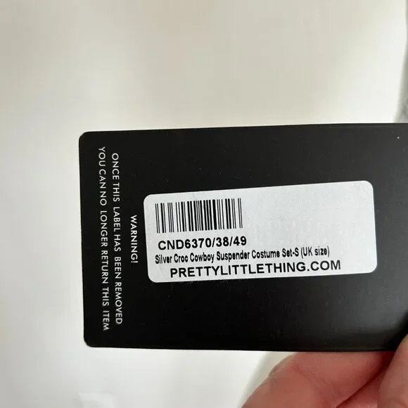 Pretty Little Things Bralette Silver Metallic Croc Halter Bustier NWT - Picture 9 of 12